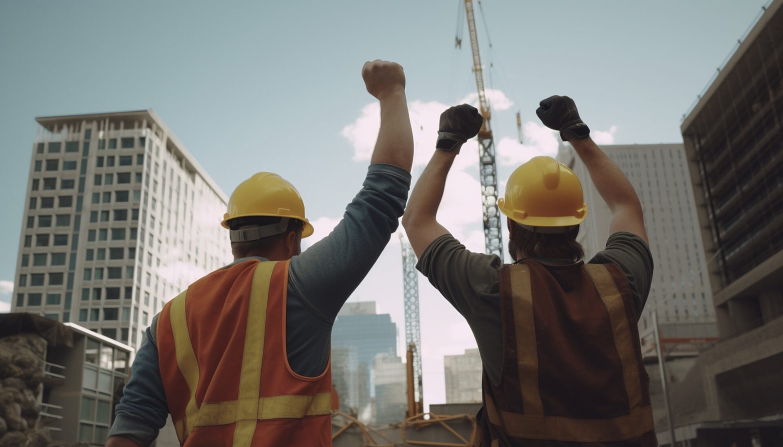 Construction team coordinating site work