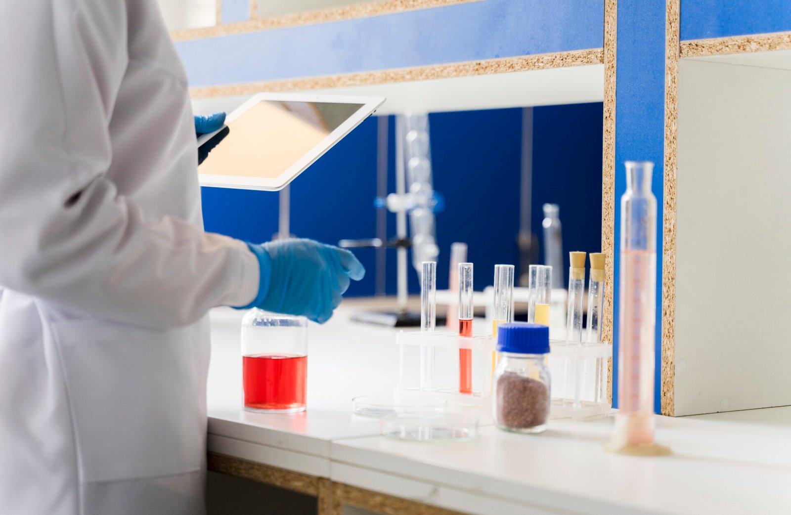 Laboratory technician preparing samples